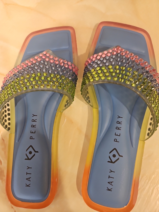 Katy Perry Collections Shoes - NEW IN BOX! Katy Perry Collections Blue Slide Sandals with Multicolor Crystal